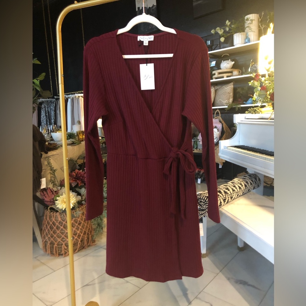 Deep Red Long Sleeve Dress